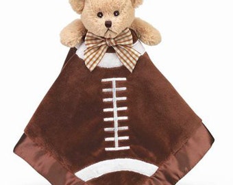 Personalized Baby Security Blanket Touchdown Football Bear Snuggler Lovie Baby Boy Gift Baby Plush Stuffed Animal with Blanket