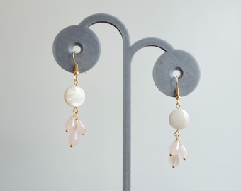 Mother of Pearl and Rose Quartz Drops