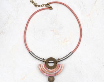 Bib pink necklace Rustic statement necklace Boho ethnic necklace Bohemian necklace Eva Andre Design