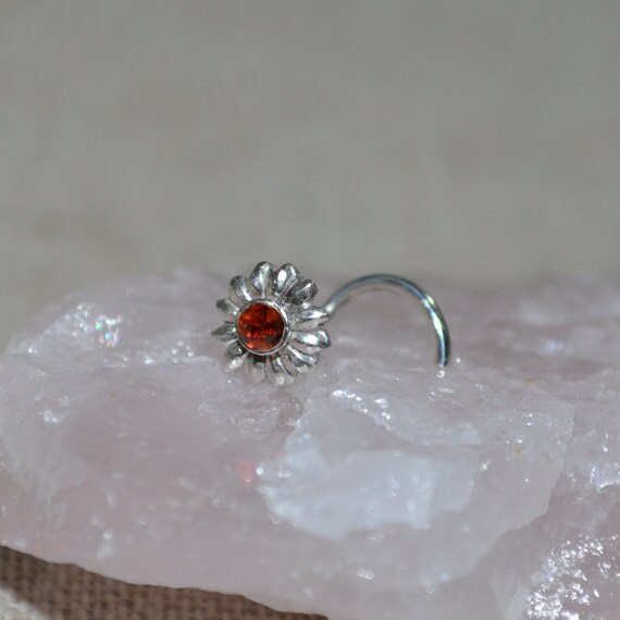 Nose Stud 2mm Garnet - Silver Nose Hoop - Helix Earring - Tragus Stud - Cartilage Earring - Nose Ring - Daith Piercing - Tragus Earring 16g