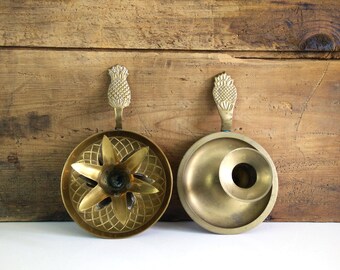 Vintage Brass Pineapple Candle Holders, set of 2