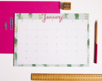 Desk Pad Calendar / A4 Monthly Calendar / Illustrated Calendar / Cute Calendar
