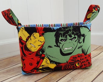 Fabric storage basket, superhero fabric basket, superhero nursery, superhero fabric basket, superhero Teacher gift, superhero baby, marvel