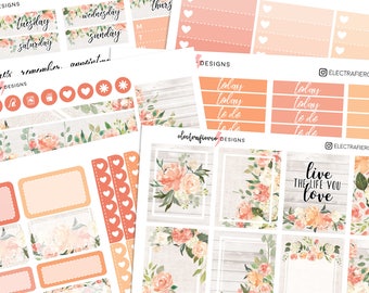 Rustic Floral - Planner sticker kit for Erin Condren | floral wood flowers burlap
