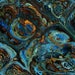 Hand Created Blue Agate Satin Fabric By The Yard Fiber Art Marble Fabric
