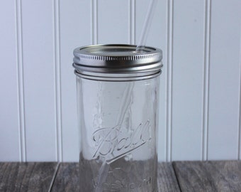 24 oz. Mason Jar Tumbler and BPA Free Reusable Straw - Pint & A Half Size