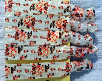 Orange Flowers, No Crease Hair Ties, Creaseless Hair Ties, No Crease, Hair Elastic, Yoga Hair Ties, Ribbon Hair Ties, White Background
