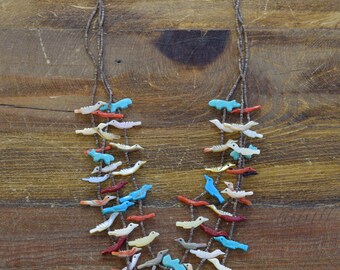 Vintage Zuni Three Strand Bird Fetish Necklace