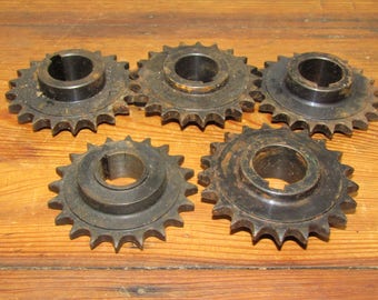 Set of Five 3 1/2" x 1" Sprockets/Gears - Steampunk, Industrial/Machine Age Decor or Art Project