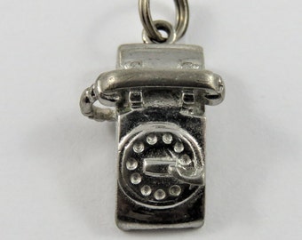 Vintage Rotary Phone Sterling Silver Charm or Pendant.