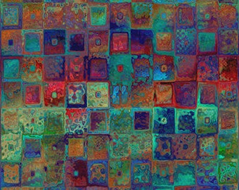 Textile Artist Created UNIQUE Sateen Cotton Fabric By The Yard Patchwork Square Fiber Art