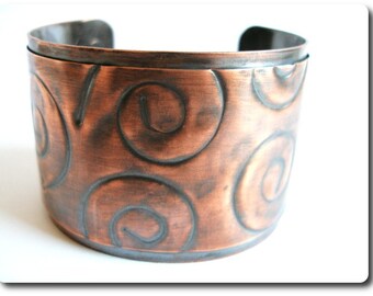 Copper Spiral Print Cuff Bracelet