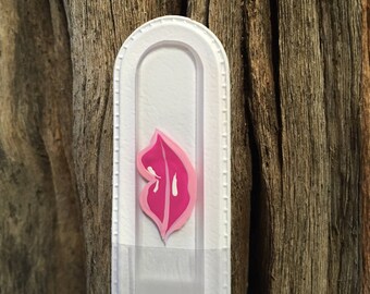 Crystal Glass Nail File - Handpainted Pink Lips on Czech Crystal Glass