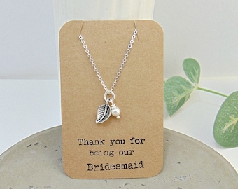 Bridesmaid Necklace - Leaf Necklace - Woodland Themed Wedding - Leaf Pendant - Silver Leaf Necklace - Woodland Jewellery - Gifts for Her