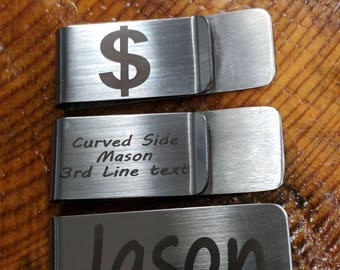 Laser engraved money clip, stainless steel money clip, groomsman money clip, groomsmen money clip, personalized money clip