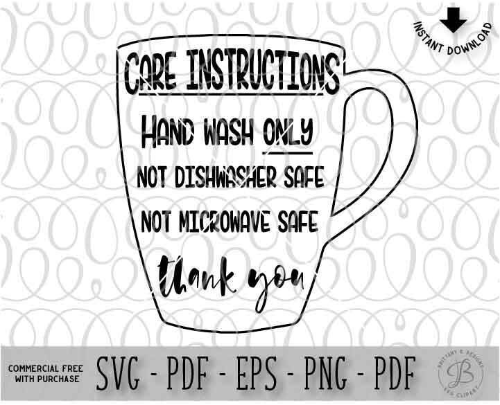 Cup Care Instructions care card svg Care card Cut file