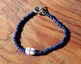 Indian Trade Bead - French Cross & Lapis Bracelt