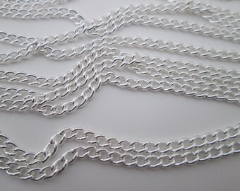 1 mètre chaîne maillon gourmette 4 x 3 mm en métal argenté