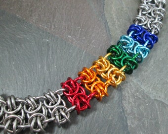 Chainmaille Bracelet - Beez to Butterflies - Rainbow Jewelry - Rainbow Chainmaille - Chainmail Jewelry - Pride Bracelet