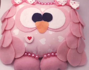 purple stuffed owl