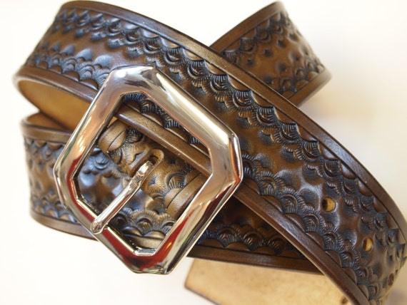 Leather Belt Custom Hand Tooled made in New York
