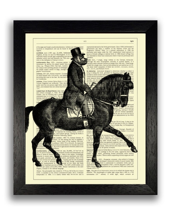 Monkey Riding a Horse ORIGINAL ARTWORK Gothic Dictionary Art
