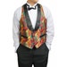 Men's Reversible Autumn Leaves Brocade & Black Satin Vest - Vintage (Never Worn)