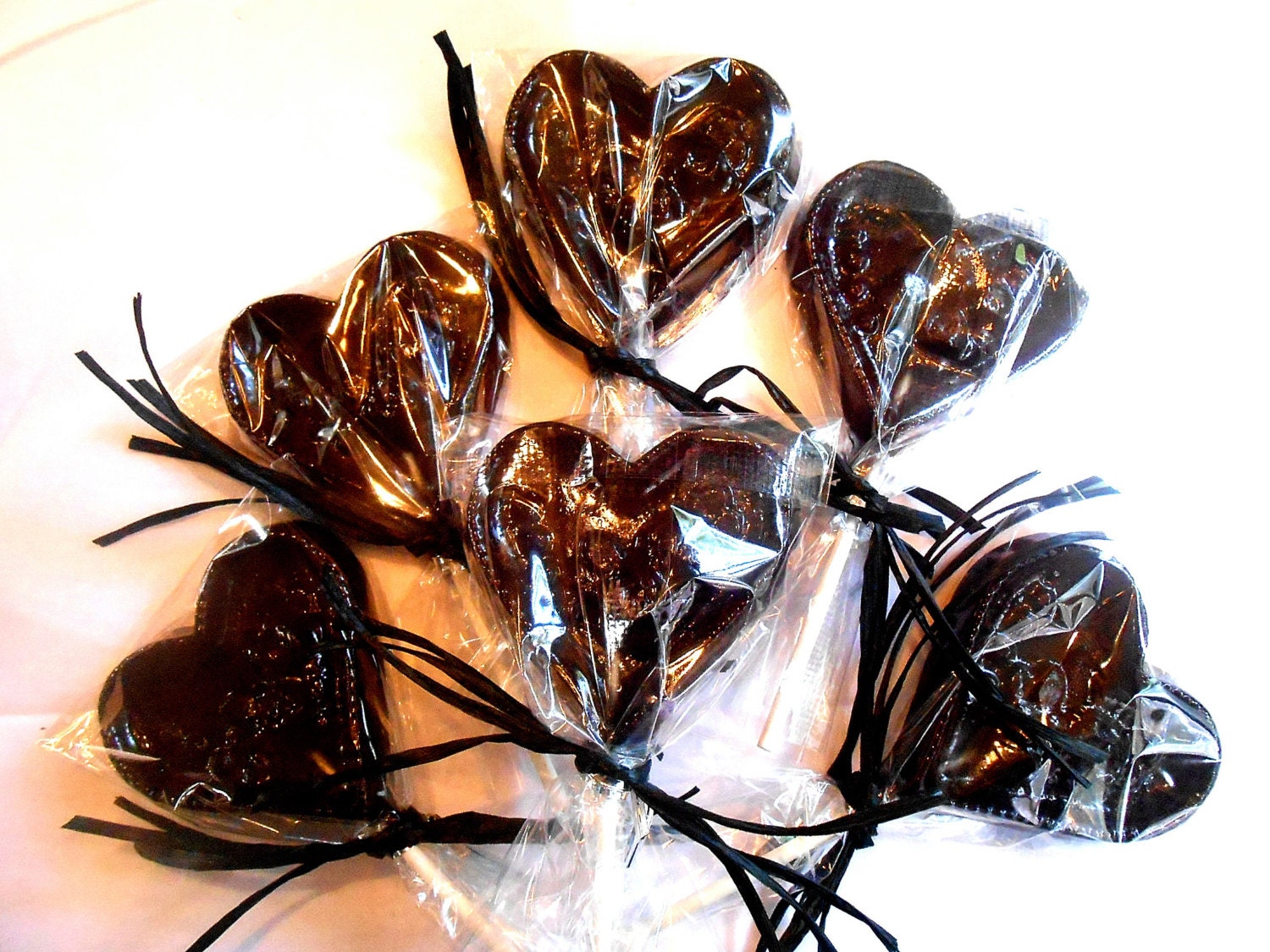 Black Licorice Lollipops Rock Sugar Candy Heart Round