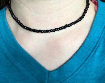 Black seed bead necklace
