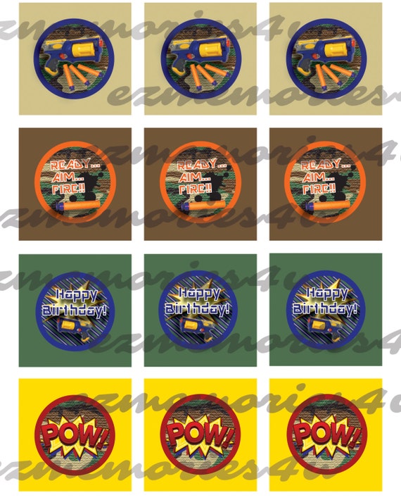 Items similar to Fun Dart Gun / Camo CUPCAKE TOPPERS in Hi-Res JPEG ...