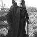 Digital Download Vintage Photo - 1950s Old Woman with Cat Eye Glasses and High Collar Fashion Standing in the Desert with Cactus Snapshot