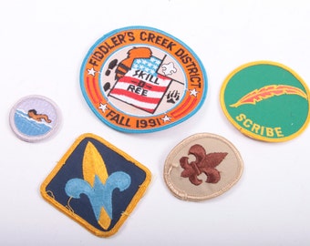 Collection, Vintage, Boy Scout, Cub Scout, Patches, Set of 5, Lot of 5 ~ Boom Thang ~ 161128
