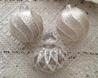 Collection of 3 Shabby Chic Christmas Ornaments