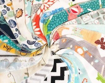 SALE - Mystery Set - 8x8 Sweet Bobbins Cloth Wipes Starter Set of 12 wipes - Double Layer Flannel - 8x8