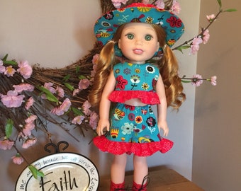 Shorts and crop top for the 14.5" doll or wellie