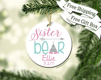Big Sister Gift | Big Sister to Be | Sister Christmas Ornament | New Sister Gift | Pregnancy Christmas Announcement | Gender Reveal Idea