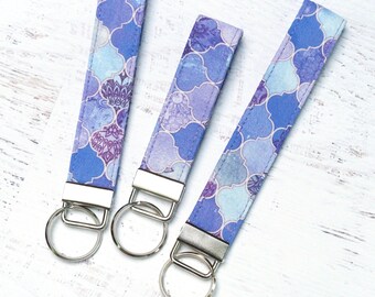 Fabric Key Fob Wristlet - Purple Keychain - Gifts for College Girls - Stocking Stuffers for Women - Gifts under 10 - Key Chain for Women