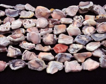 Rare Natural Pink Botswana Agate Freefrom Nugget Flat Slab Nuggets Beads 16" Strand