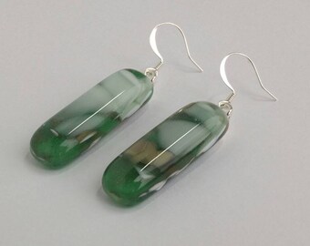 Fused Glass Earrings, Pebble Look, One of a Kind, Wearable Art, Handmade Jewelry