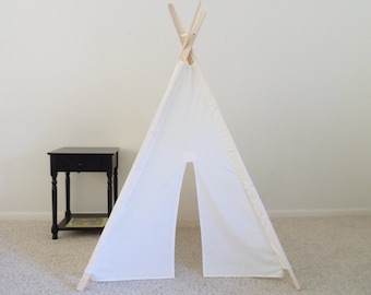 Kids Teepee with poles Play Tent fort Wigwam Made to Order White Play Tent Kids White Tent Gift for Kids