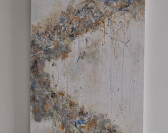 Neutral with Blue Colors Abstract Acrylic Painting