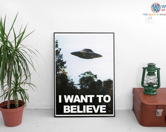 X-Files I want to Believe poster. High quality reproduction print for framing /Wall Art