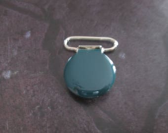 a clip / pacifier round bottle green enamelware