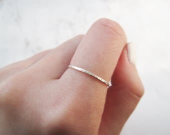 Thin sterling silver ring //silver stacking ring, hammered ring, thin silver ring, hammered sterling silver ring, stackable ring, minimalist