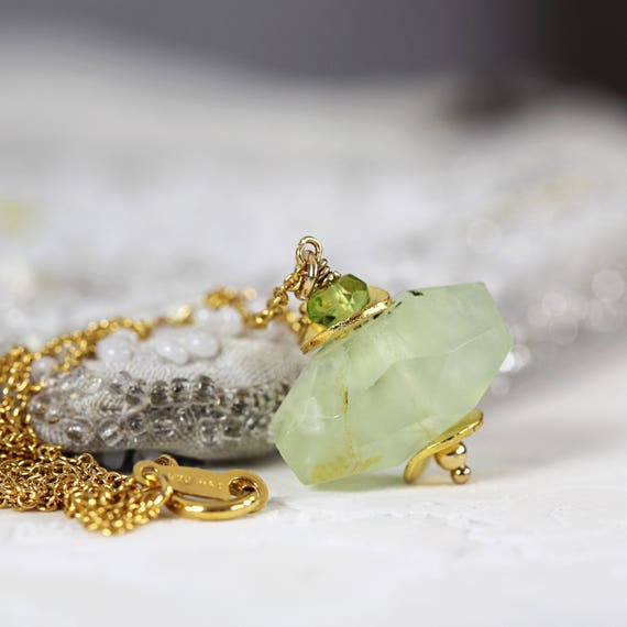 Prehnite Necklace - Natural Gemstone Pendant
