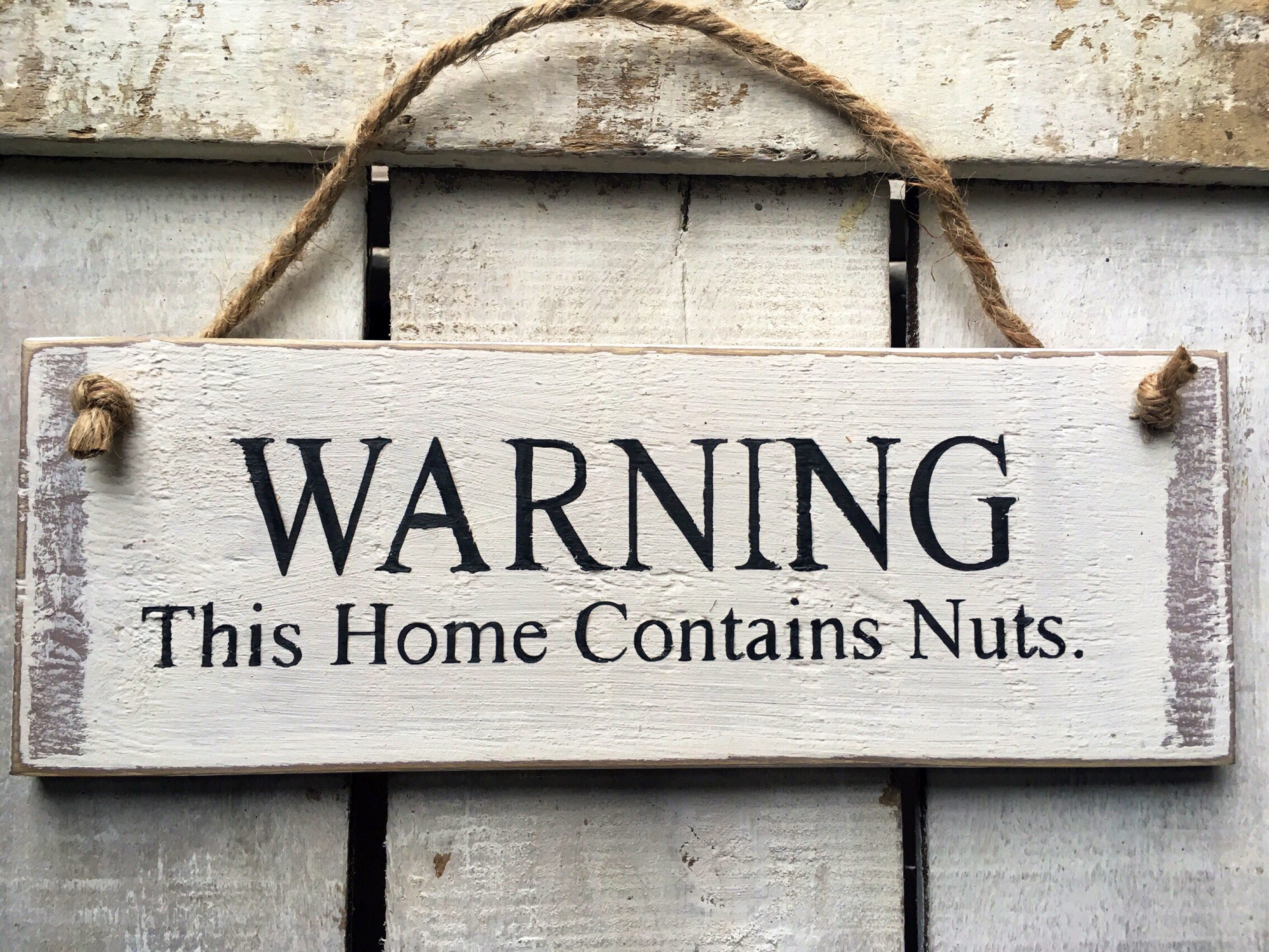 Funny Front Door Sign. Porch Sign. Warning This Home Contains