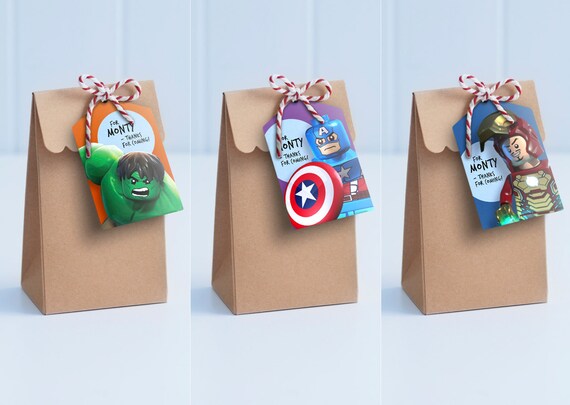 Lego Avengers Party Tags Personalise edit and print as many