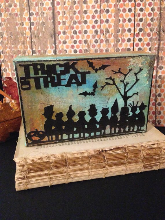 Mixed Media Halloween Decoration Art Collage Small Art