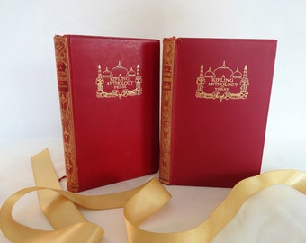 A Kipling Anthology of Prose and of Verse / 1922 and 1928, Macmillan and Co., Ltd London / Bound in Dark Red Leather With Gilt Decoration