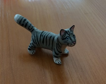 Mini cat figurine.Tabby cat miniature